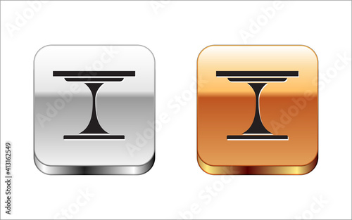 Black Round table icon isolated on white background. Silver and gold square buttons. Vector.