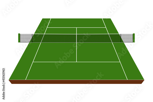 Perspective tennis field, vector illustration 