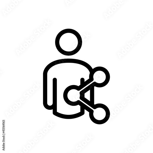 Logotipo con hombre con símbolo compartir en red social con lineas en color negro