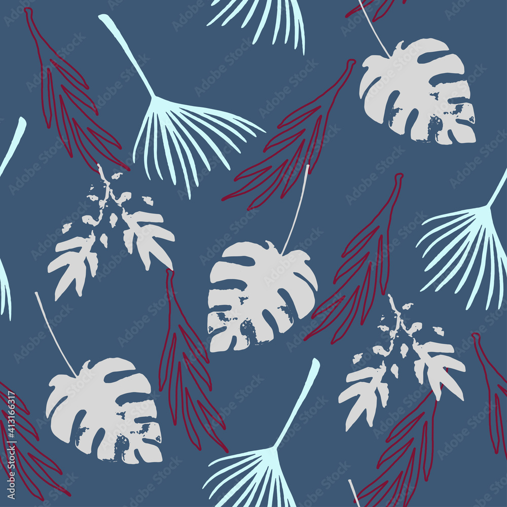Fototapeta premium Hipster Tropical Vector Seamless Pattern. Chic Summer Textile. Beautiful Male Shirt Female Dress Texture.