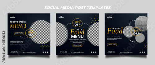 Food Menu Promotion templates. Sale and Discount background. Suitable for social media post and web internet ads.