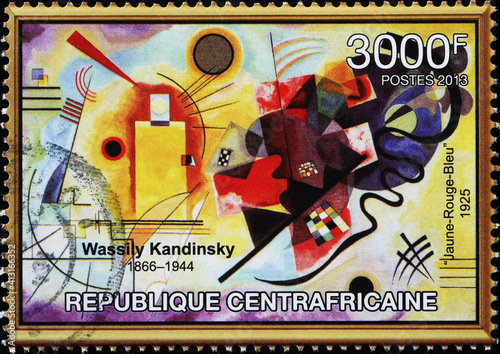 Abstract painting by Kandinsky on stamp photo