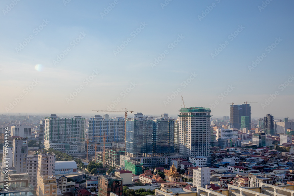 overview from skyscraper in Phnom Penh city 
