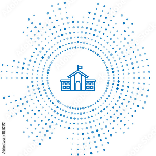 Blue line United States Capitol Congress icon isolated on white background. Washington DC, USA. Abstract circle random dots. Vector.