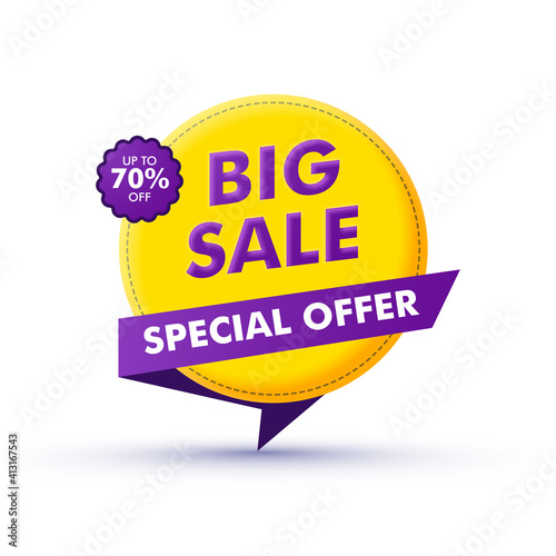 Big Sale Label Or Tag Layout With 70% Discount Offer On White Background.