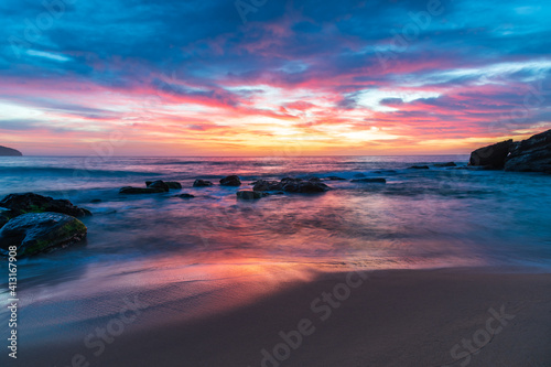 High cloud beautiful sunrise seascape © Merrillie
