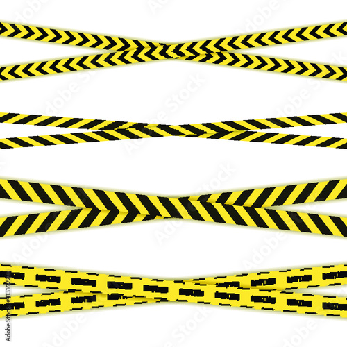 Vector Set of Danger Crossed Tapes Isolated on White Background.  © Aleksey