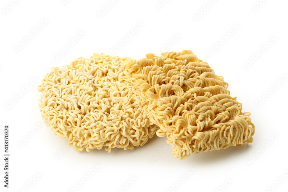 Uncooked instant noodles isolated on white background Uncooked instant noodles isolated on white background