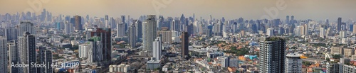 Panorama aerial view of downtown urban area of Bangkok for cityscape and development concept