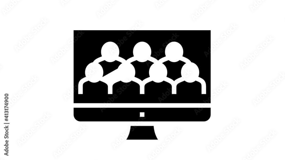 Online Video Meeting Icon Animation Meeting And Conference, Presentation And Interview, Computer Technology For Communication