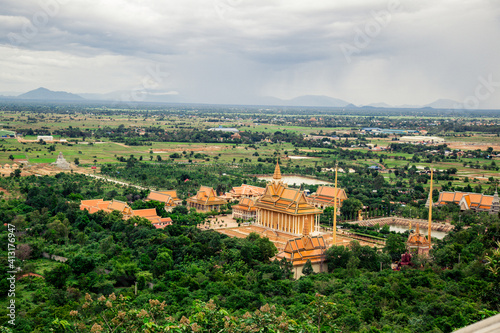 Khmer pagoda at Odong Mountain front Overview