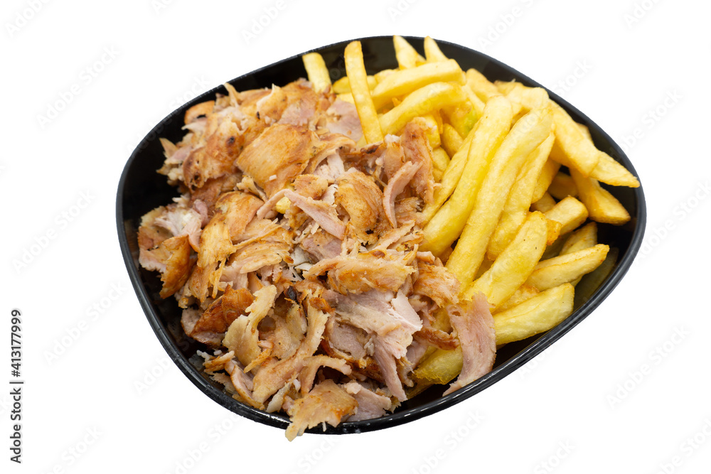 Döner KEBAB , POMMES, Kebab, Kebap, Fries, Teller 