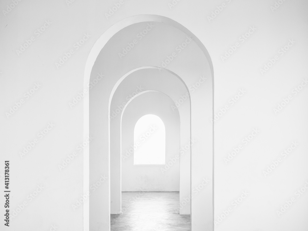 White Vault Building wall perspective Architecture details - obrazy, fototapety, plakaty 