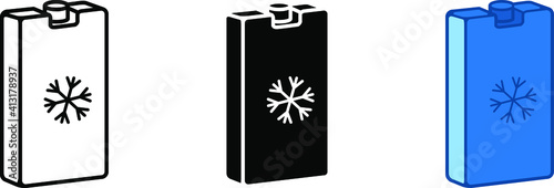 Ice Freezer Blocks icon, Cooler Bag Reusable icon, vector