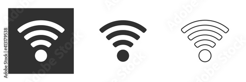 Wireless and wi-fi icon or wi-fi icon sign for remote internet access, vector illustration isolated on white background