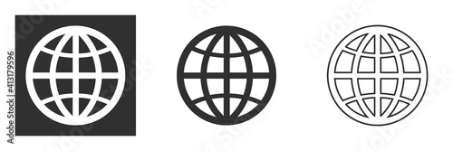 World black icon  Earth illustration  Globe symbol  Planet logo  World wide web sign  Vector illustration isolated on white background