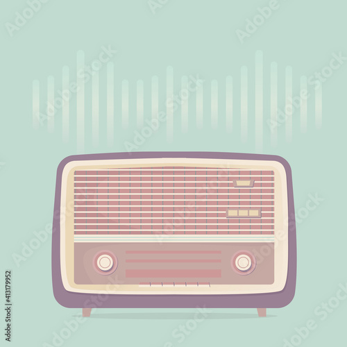 Image of old radio and music