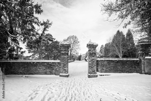 The old gates leading up to the manor.