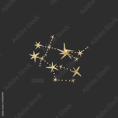 vintage vintage retro engraving style. zodiac sign and astrology. printing on gold foil