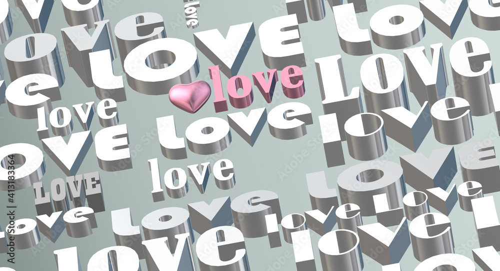 Gold multy words LOVE on green pastel background Gold multy words LOVE on green pastel background
