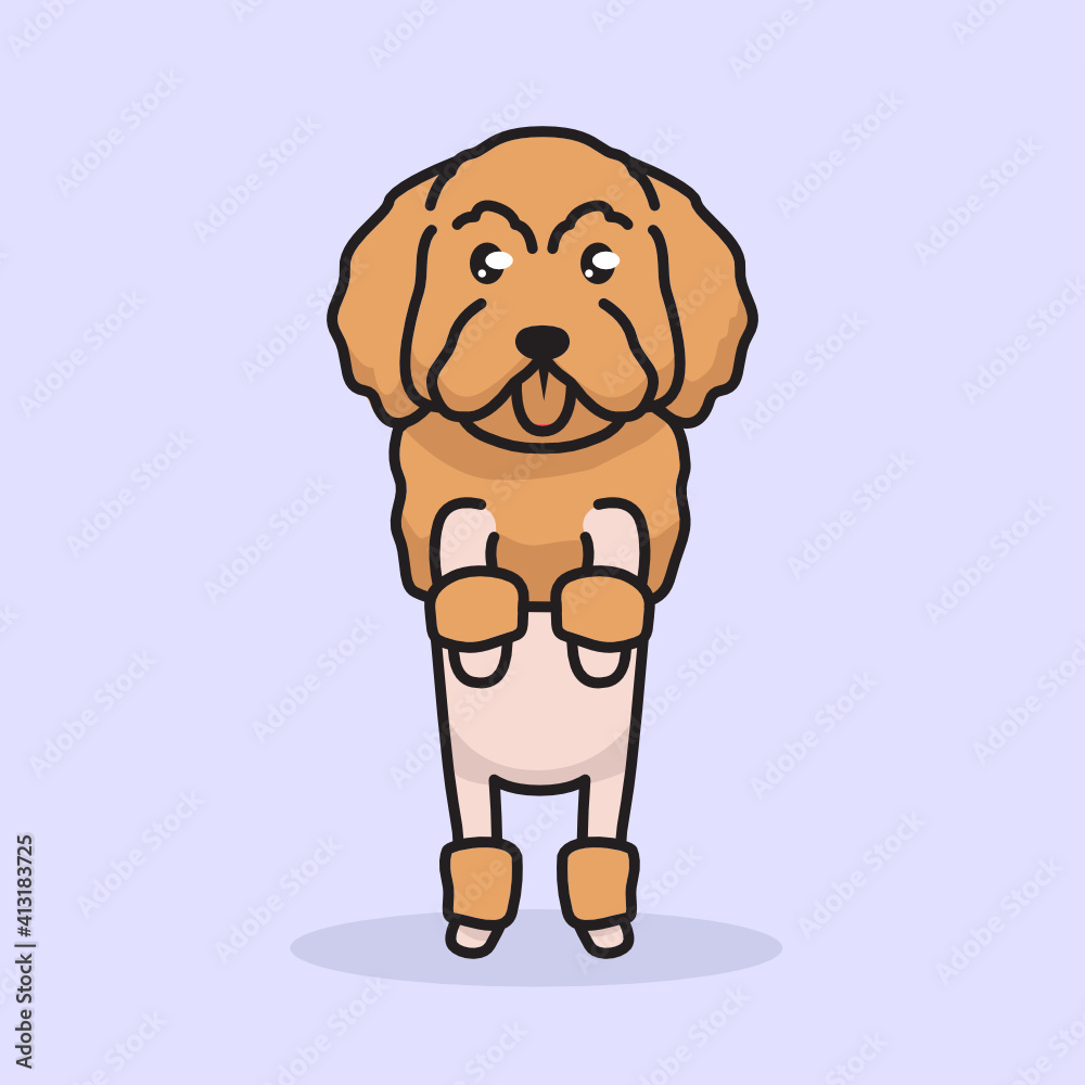 Obraz premium Cute dog poodle mascot logo design