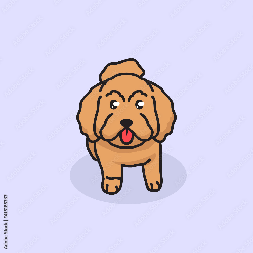 Cute dog poodle mascot logo design