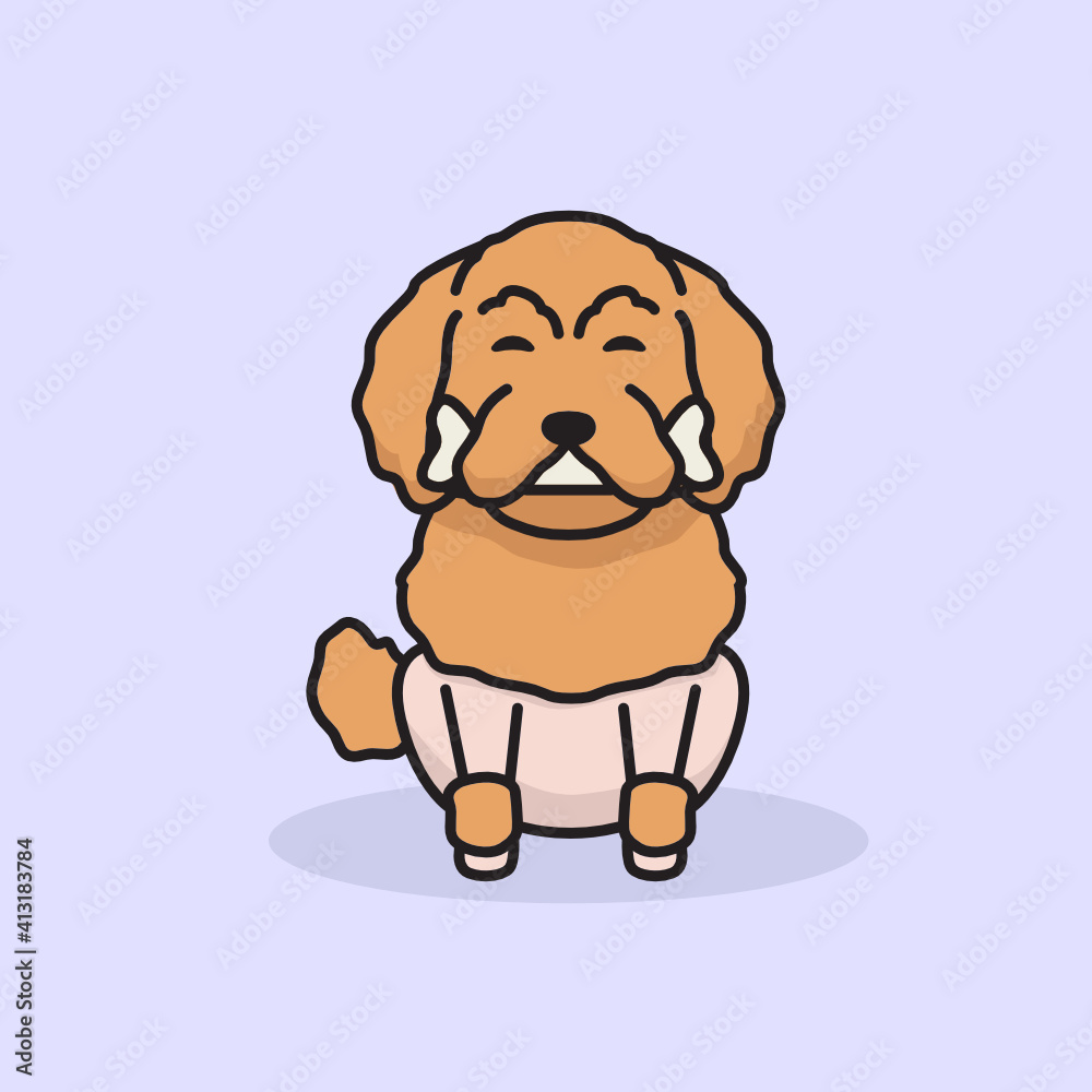 Obraz premium Cute dog poodle mascot logo design