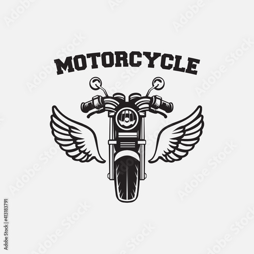 Retro motorcycle badge logo design