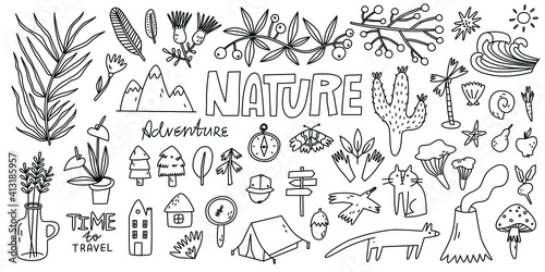 doodle nature vector illustration  ideal for coloring