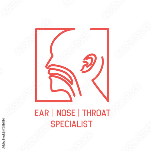 ear nose throat (ENT) logo for Otolaryngologists  clinic concept. vector illustration