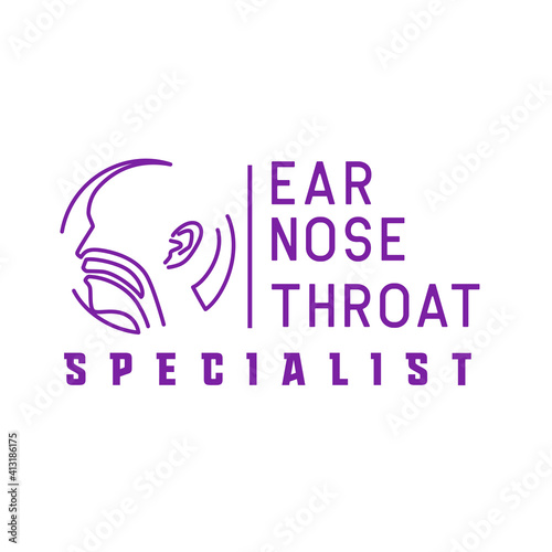 ear nose throat (ENT) logo for Otolaryngologists  clinic concept. vector illustration
