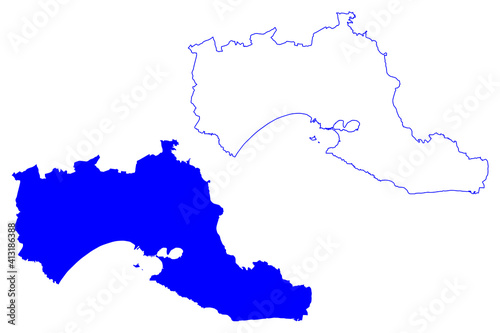Taranto province (Italy, Italian Republic, Apulia region) map vector illustration, scribble sketch Province of the Ionian map photo