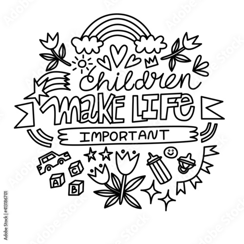 doodle motivational quote vector isolated  ideal for coloring  web  print