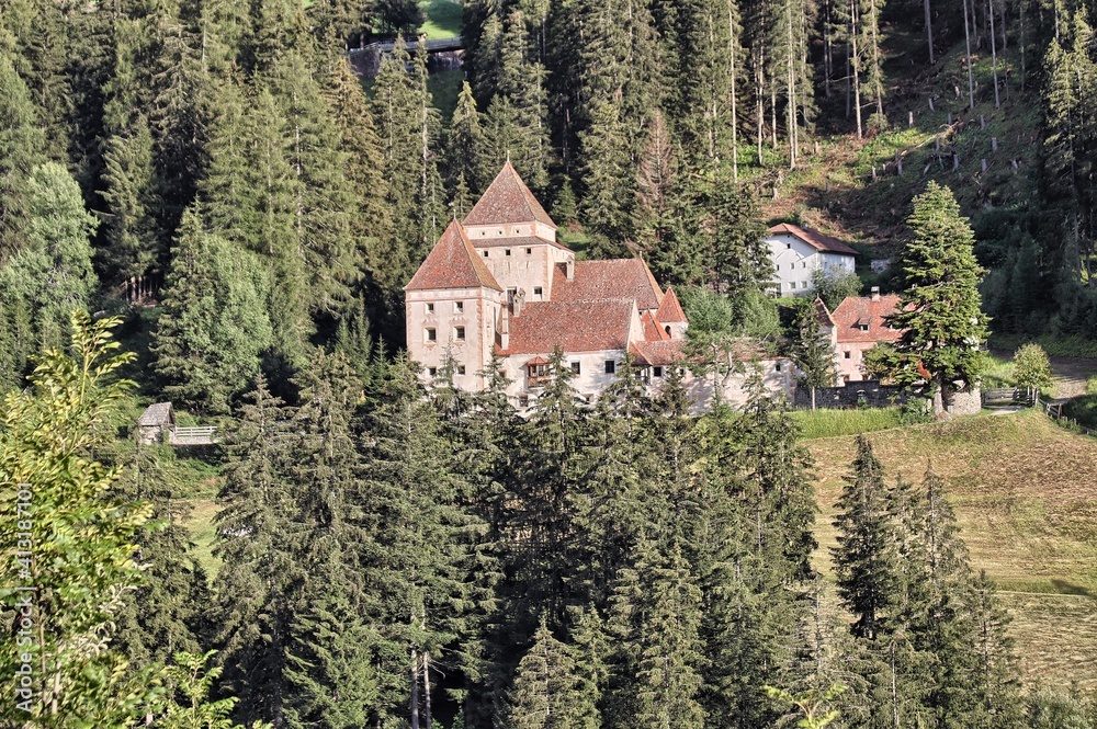 View of Castel Gardena in Santa Cristina Valgardena. South Tyrol, Italy