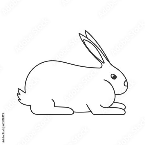 Rabbit meat breed linear outline empty vector illustration.