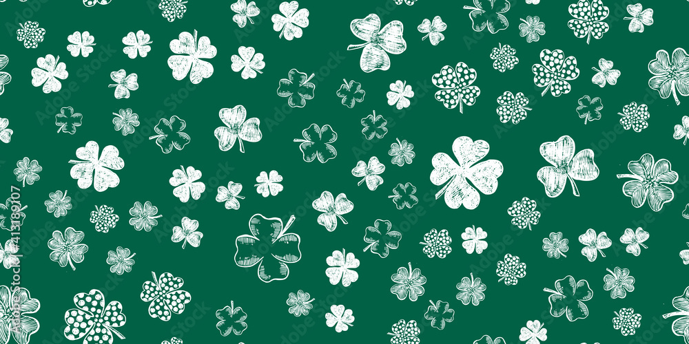 Collection of Clover, Patrick's day. Hand-drawn style. Vector illustration.	
