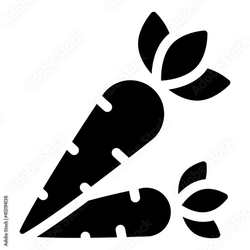 
Carrots in solid style icon, organic food 
