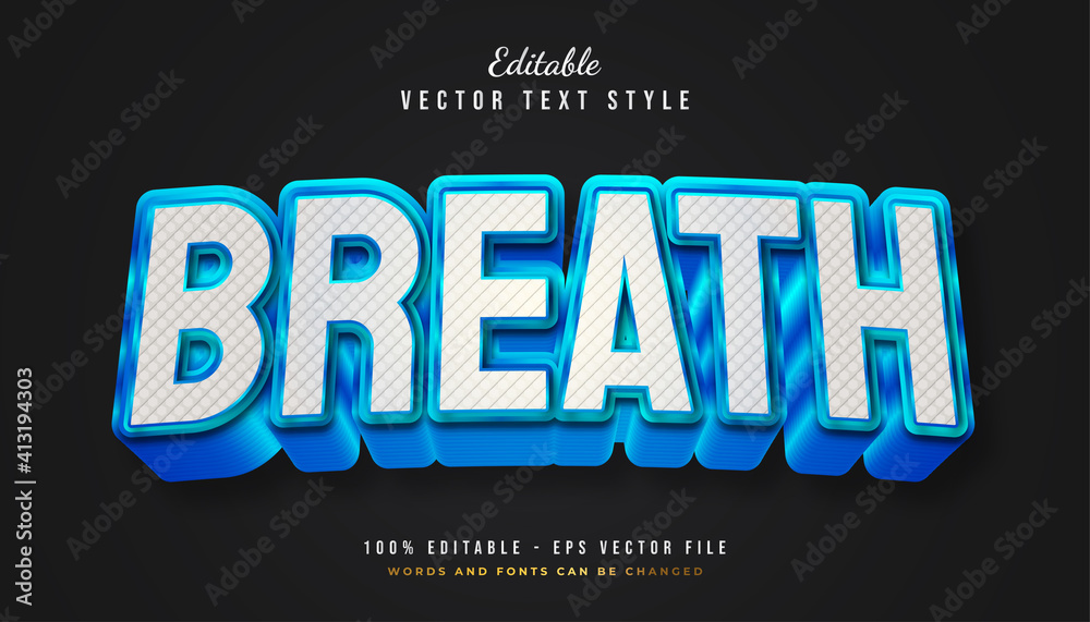 Obraz premium Bold Breath Text Style in White and Green with Texture and Embossed Effect