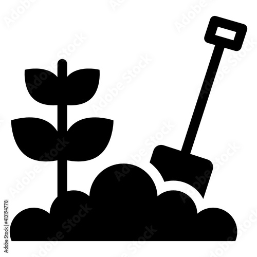
Digging in glyph style icon, editable vector 
