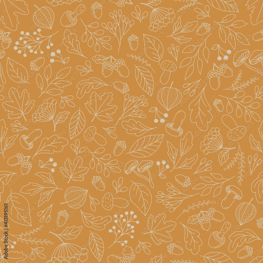Fototapeta premium Autumn botanical pattern