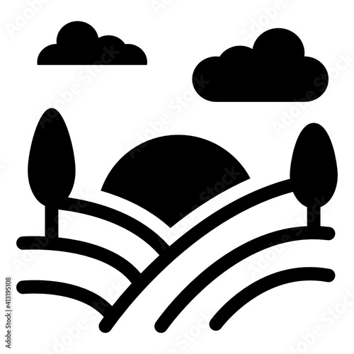 
Agriculture field glyph icon, structure of agriculture field
