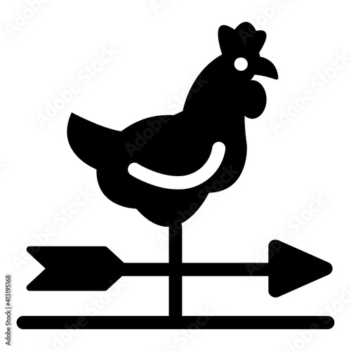 
Hen with arrow denoting glyph icon of weathervane 
