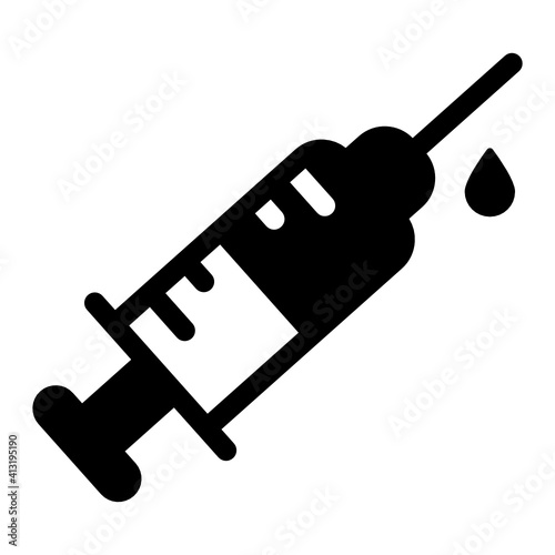  Injection in solid style icon, medical equipment 