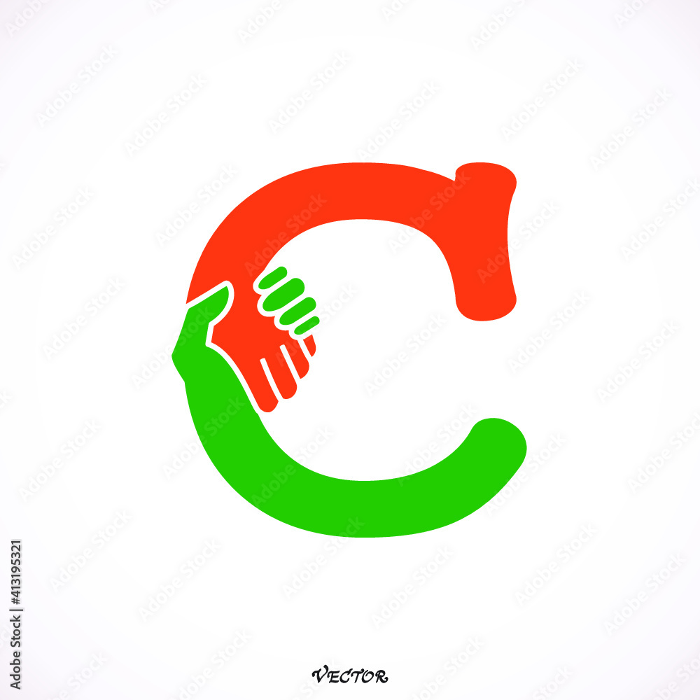 Hand Shake Incorporated in Letter C Concept. Hand Shake Incorporated in Letter C Concept.