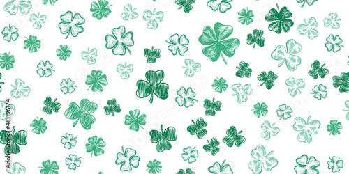 Patrick's day, Collection of Clover. Hand-drawn style. Vector illustration.