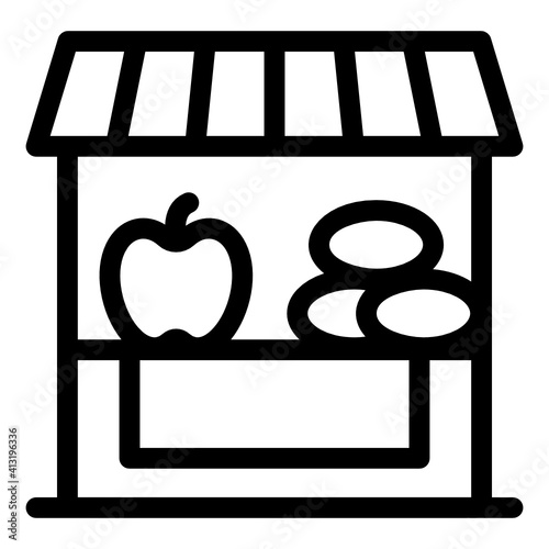 
Food stall glyph editable icon, roadside fruit kiosk 
