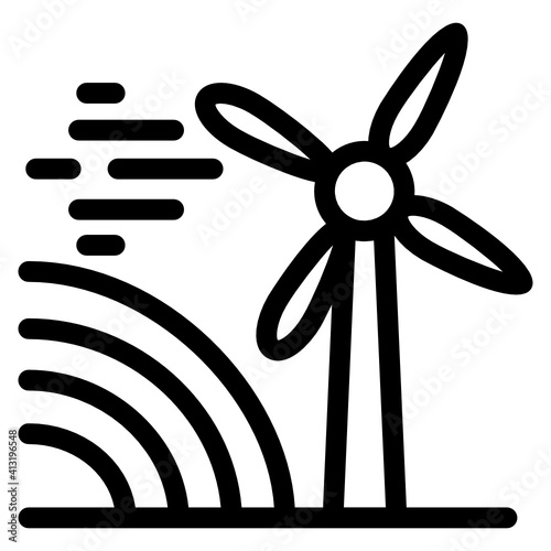 
Wind turbine in solid style editable vector, aerogenerator
