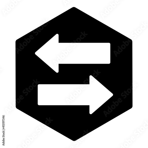  Opposite directions roadboard glyph style icon, editable vector 