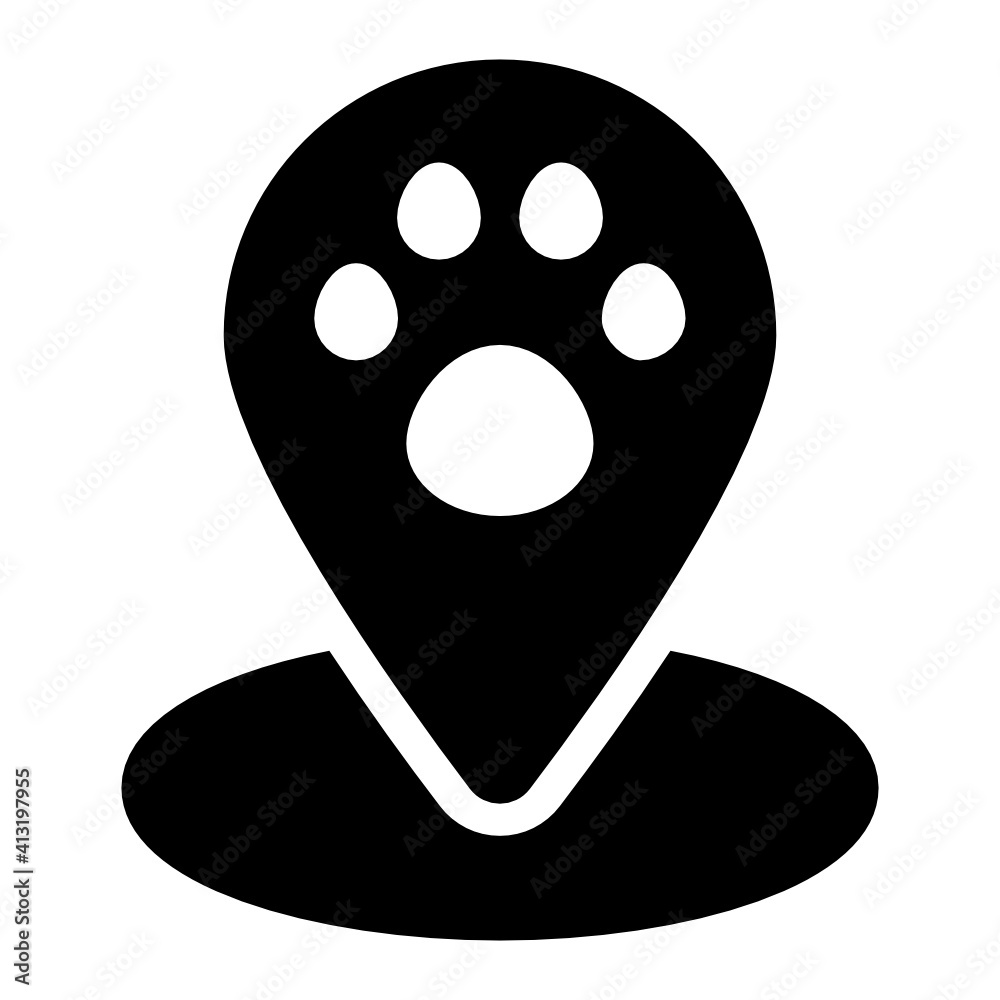 Fototapeta premium Pet location in glyph style icon, editable vector 