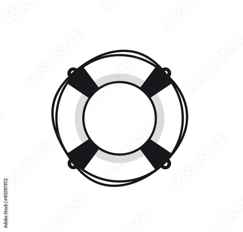 Lifebuoy. Vector illustration. Black icon